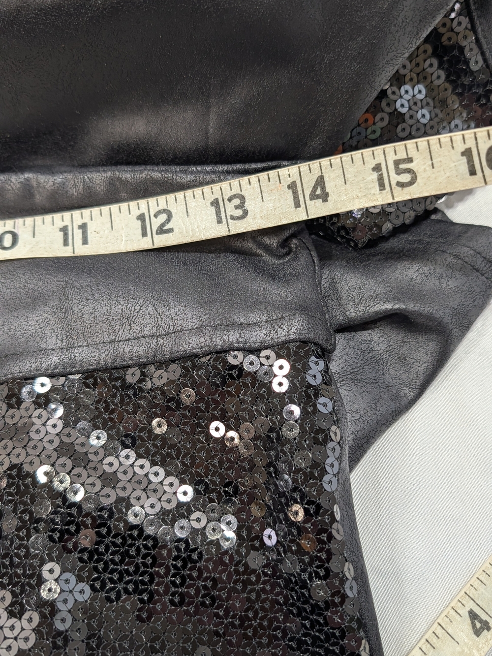 Saints 21 Faux Leather Black Sequin Front Teen Juniors Skinny Leggings Size Med - Picture 8 of 9